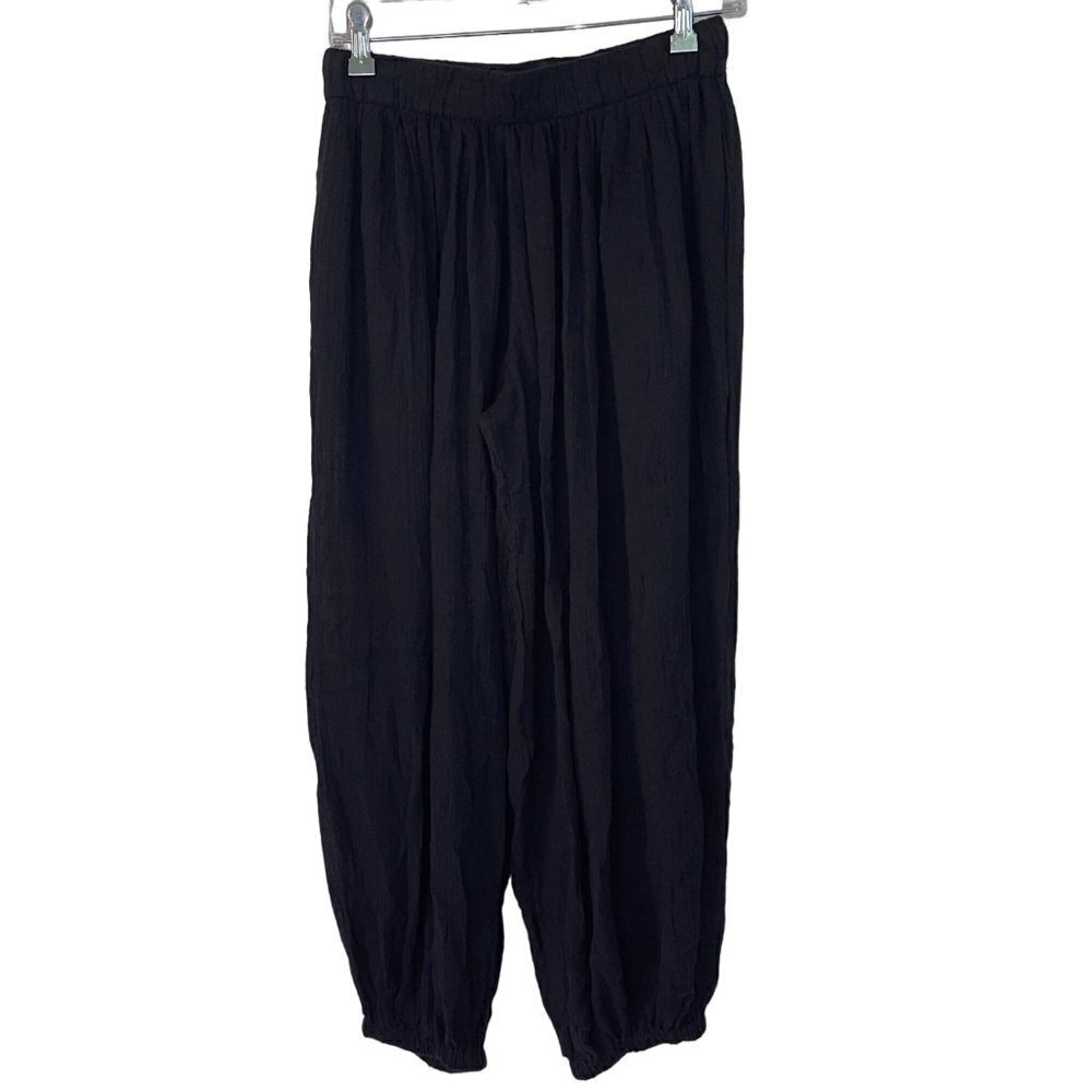 Sunday Atelier Womens Harem Pants Size Small Black High Waisted Cotton Gauze